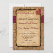 Herbstblätter, IMITATE Burlap Wedding Einladung -  (Rückseite)