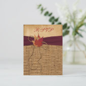 Herbstblätter, IMITATS Burlap RSVP Card - Wein Karte (Stehend Vorderseite)