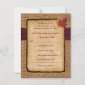 Herbstblätter, IMITATS Burlap RSVP Card - Wein Karte (Rückseite)