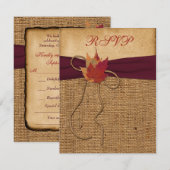 Herbstblätter, IMITATS Burlap RSVP Card - Wein Karte (Vorne/Hinten)