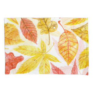 Herbstblätter in Aquarellfarbe, buntes Muster. Kissenbezug