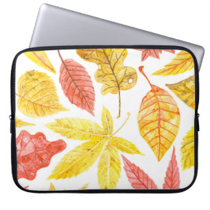 Herbstblätter in Aquarellfarbe, buntes Muster. Laptopschutzhülle
