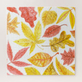 Herbstblätter in Aquarellfarbe, buntes Muster. Puzzle (Horizontal)