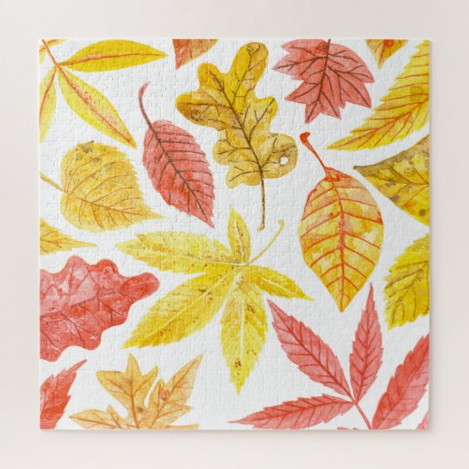Herbstblätter in Aquarellfarbe, buntes Muster. Puzzle (Vertikal)