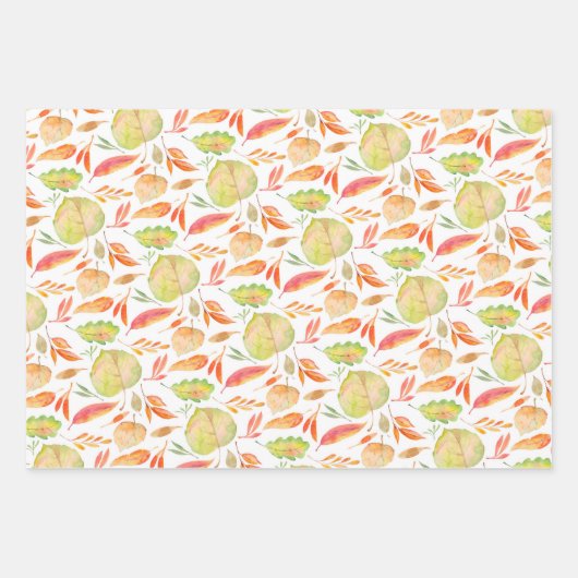 Herbstblätter in Aquarellfarbe Geschenkpapier Set (Vorderseite 3)