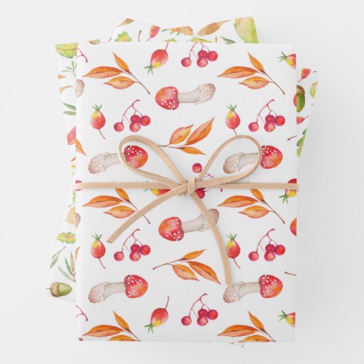 Herbstblätter in Aquarellfarbe Geschenkpapier Set (Beispiel)