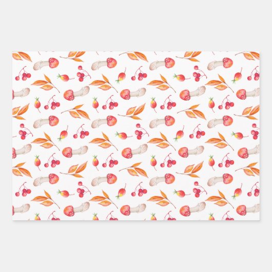 Herbstblätter in Aquarellfarbe Geschenkpapier Set (Vorderseite)