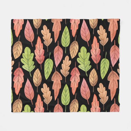 Herbstblätter in Aquarellfarben: nahtloses Muster Fleecedecke (Vorderseite (Horizontal))