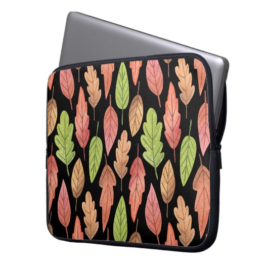 Herbstblätter in Aquarellfarben: nahtloses Muster Laptopschutzhülle (Vorderseite Links)