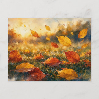 Herbstblätter in Bewegung, Postkarte