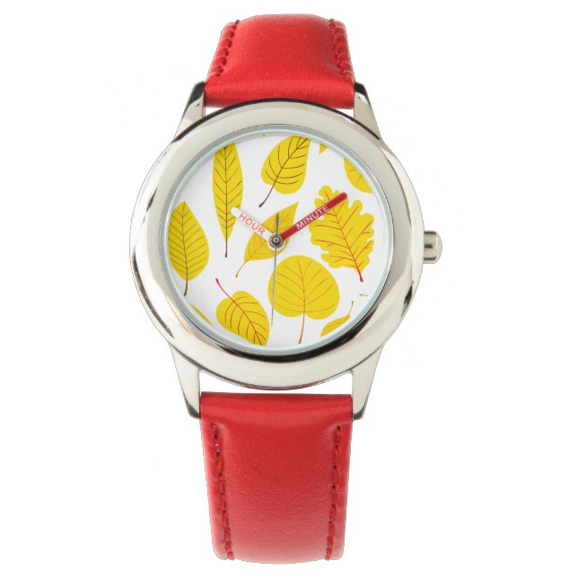 Herbstblätter in Gelb Armbanduhr (Vorderseite)