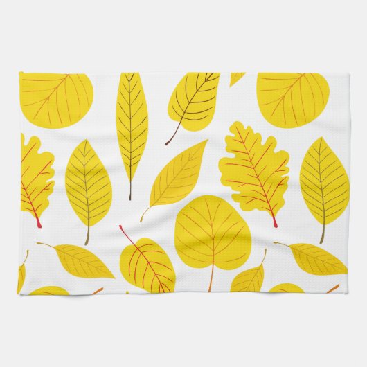 Herbstblätter in Gelb Geschirrtuch (Horizontal)
