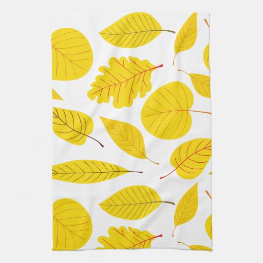 Herbstblätter in Gelb Geschirrtuch (Vertikal)