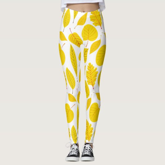 Herbstblätter in Gelb Leggings (Vorderseite)