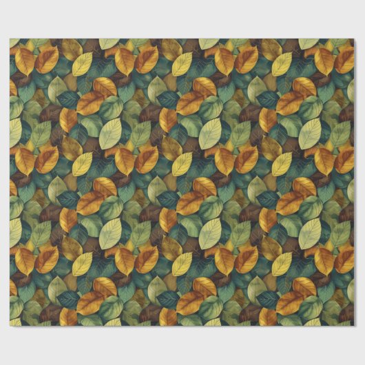 Herbstblätter in Gelb-Orange Geschenkpapier (Flach)