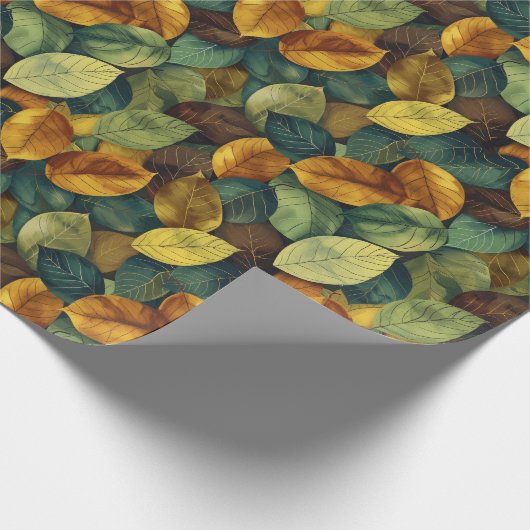Herbstblätter in Gelb-Orange Geschenkpapier (Ecke)