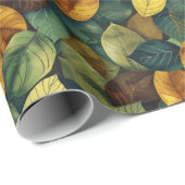 Herbstblätter in Gelb-Orange Geschenkpapier (Rolleneckpunkt)