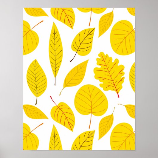 Herbstblätter in Gelb Poster (Vorne)