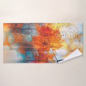 Herbstblätter in regnerischer Glasstruktur. f Badehandtuch (Badehandtuch)