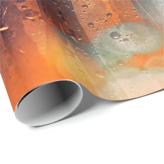 Herbstblätter in regnerischer Glasstruktur. f Geschenkpapier (Rolleneckpunkt)