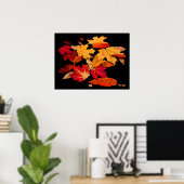 Herbstblätter in rot-orangefarbenem Gelbbraun Poster (Heimbüro)