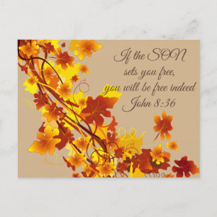 Herbstblätter John 8:36 Inspirierende Postkarte