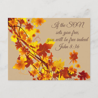 Herbstblätter John 8:36 Inspirierende Postkarte