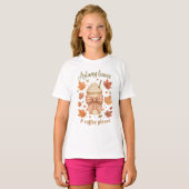 Herbstblätter & Kaffee Bitte Mädchen T-Shirt (Vorne ganz)