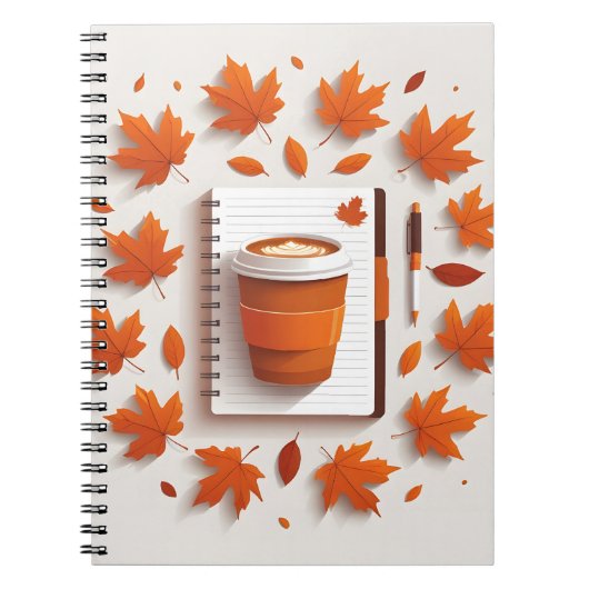 Herbstblätter & Kaffee Spiralblock Notizblock (Vorderseite)
