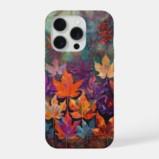 Herbstblätter-Kaskade, farbenfrohes Herbstdesign iPhone Hülle (Rückseite)