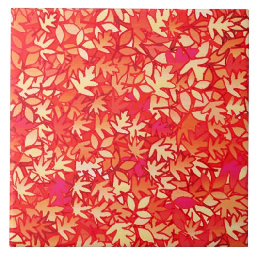 Herbstblätter, Korallenorange Fliese (Vorderseite)