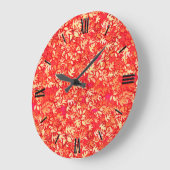 Herbstblätter, Korallenorange Große Wanduhr (Winkel)