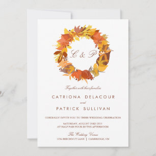 HERBSTBLÄTTER KRANZ HERBST HOCHZEITSEINLADUNG EINLADUNG