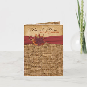 Herbstblätter, KUNST-Burlap FOTO Danke-Karte Dankeskarte