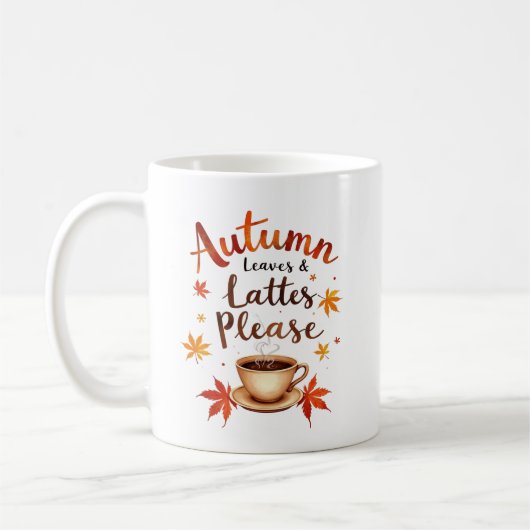 Herbstblätter & Latten Bitte - Farbe gemütlich Kaffeetasse (Links)