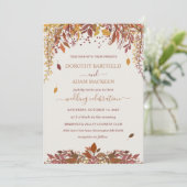 Herbstblätter mit Aquarellfarbe Einladung (Stehend Vorderseite)