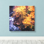 Herbstblätter mit Fluss Leinwanddruck (Insitu (Holzboden))