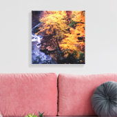 Herbstblätter mit Fluss Leinwanddruck (Insitu (Wohnzimmer))