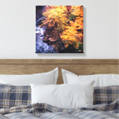 Herbstblätter mit Fluss Leinwanddruck (Insitu (Schlafzimmer))