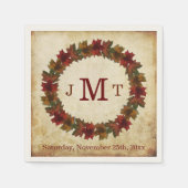 Herbstblätter-Monogramm Thanksgiving-Dinner Serviette (Vorderseite)