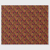 Herbstblätter Muster 02 Schwarze BG Geschenkpapier (Flach)