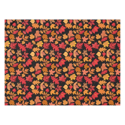 Herbstblätter Muster 02 Schwarze BG Tischdecke (Vorderseite (Horizontal))
