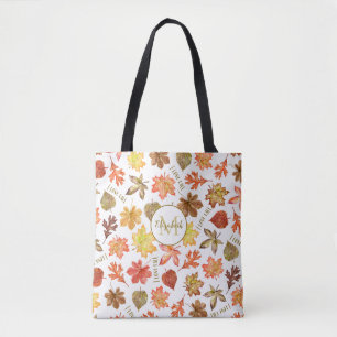Herbstblätter Muster I Liebe personalisiert Tasche