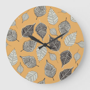 Herbstblätter, nahtlos Vintages Muster. Große Wanduhr