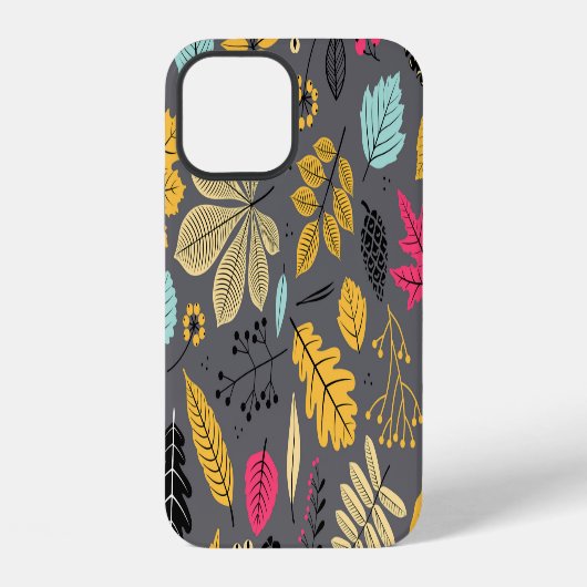 Herbstblätter: Nahtloses dunkles Muster iPhone Hülle (Rückseite)