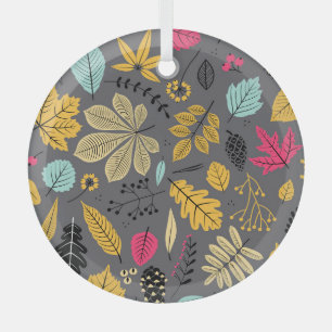Herbstblätter: Nahtloses dunkles Muster Ornament Aus Glas