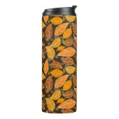 Herbstblätter - nahtloses Muster, Vintager Hinterg Thermosbecher (Nach links gedreht)