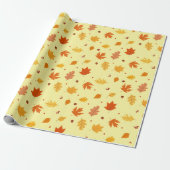 Herbstblätter, Nüsse aus Eichen, Muster Erntedank Geschenkpapier (Ungerollt)