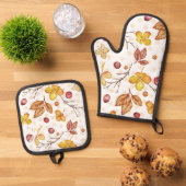 Herbstblätter Ofenhandschuh & Topflappen-Set (Oben Unten)