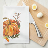 Herbstblätter Orange Kürbisse Fancy Geschirrtuch (Viertel Falte)